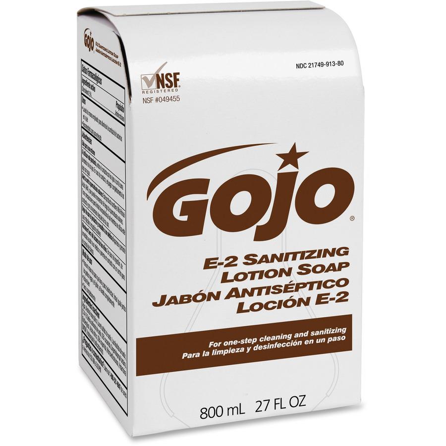 GOJO E-2 sanitizing lotion soap 800 ml traditional bag-in-box 12/800ml - 9132-12