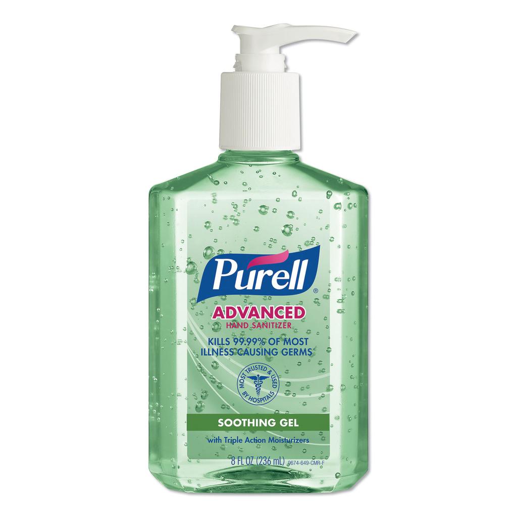 GOJO 8fl oz pump bottle Purell instant hand sanitizer with aloe, 12/case - 9674-12