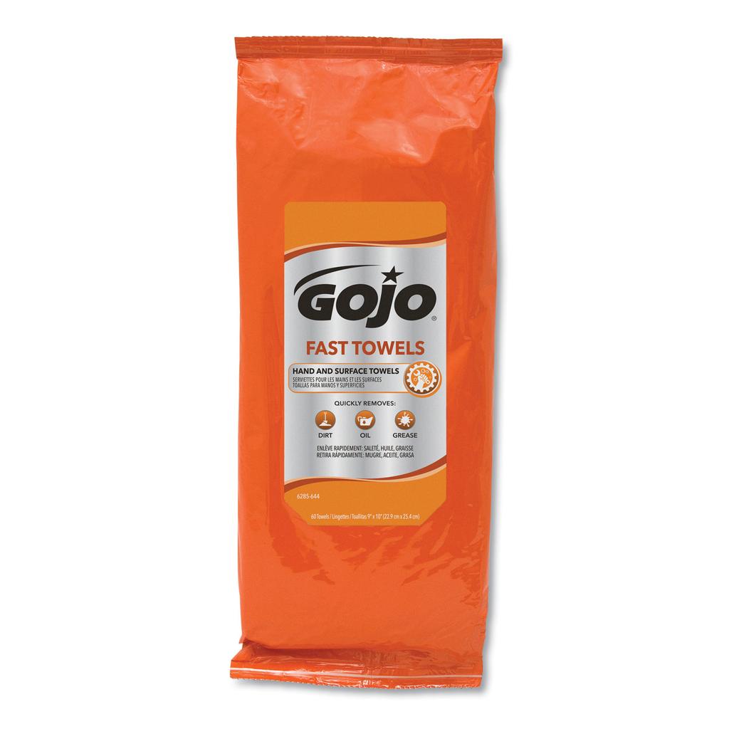 GOJO 60 count tool box pak fast wipes hand cleaning towels 6/60ct - 6285-06