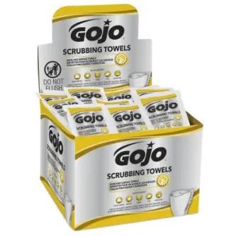 GOJO 80 Count individually wrapped in a folding display carton, scrubbing wipes 4/80ct - 6380-04