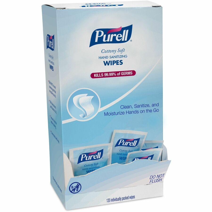 GOJO individually wrapped wipes 120 count self dispensing display box Purell program for workplace wellness 12/120ct - 9027-12