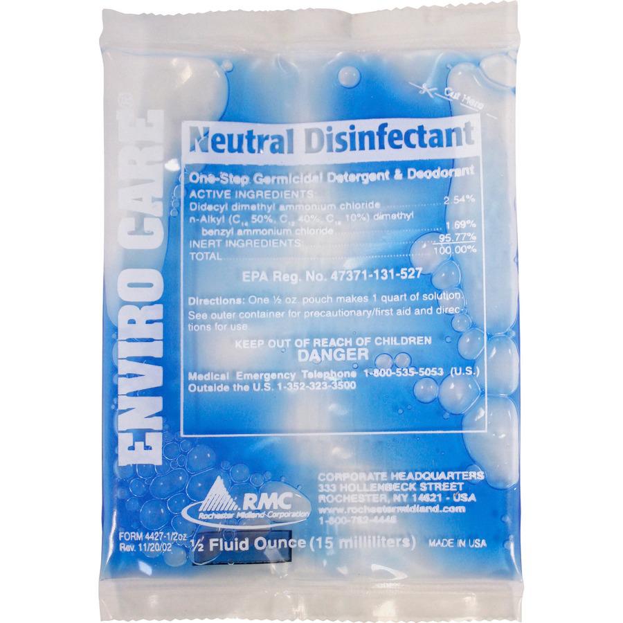 neutral pH disinfectant cleans, disinfects and deodorizes .5 oz enviro pack - 12001294