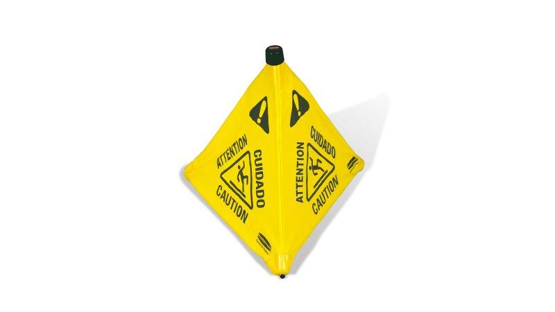 yellow multi-lingual "caution" wet floor pop-up cone - FG9S0100YEL