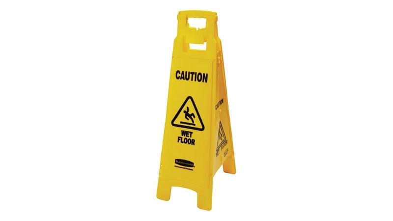 FLOOR SIGN CAUTION WET FLOOR 4-SIDED - FG611477YEL