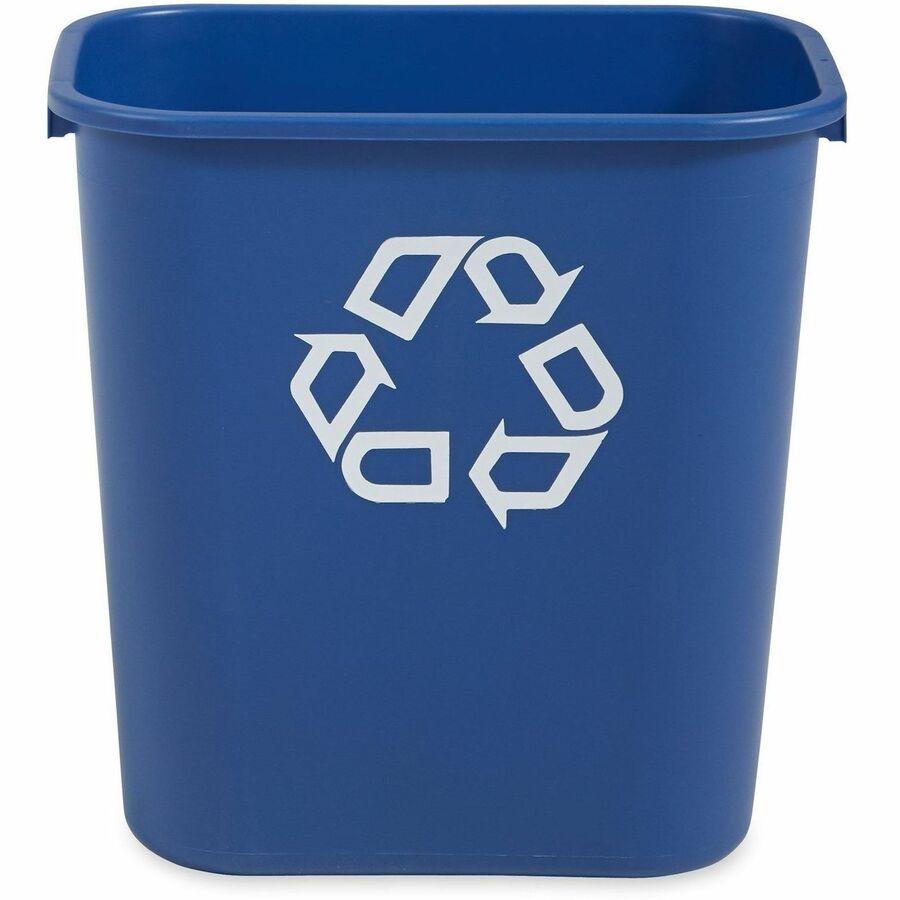 blue rectangular recycling wastebasket - FG295673BLUE